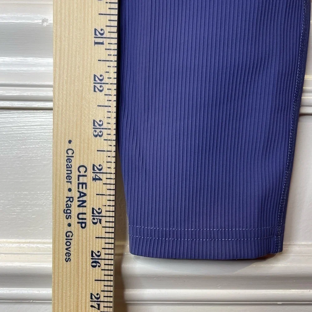 Thick Athletics LUX Ribbed On-the-Move Purple Leggings Side Pockets - Picture 9 of 12